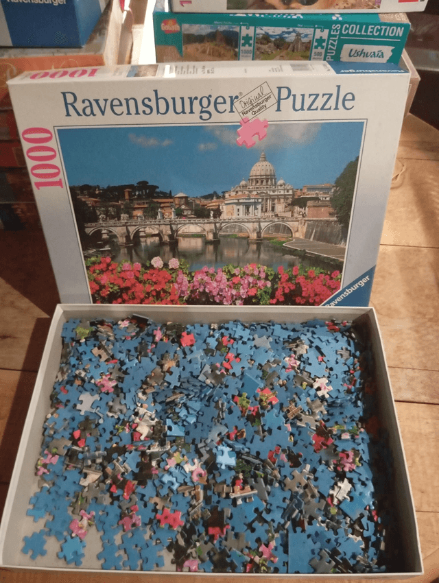 Puzzle ravensburger 1000 pièces fleuve pont fleuri
