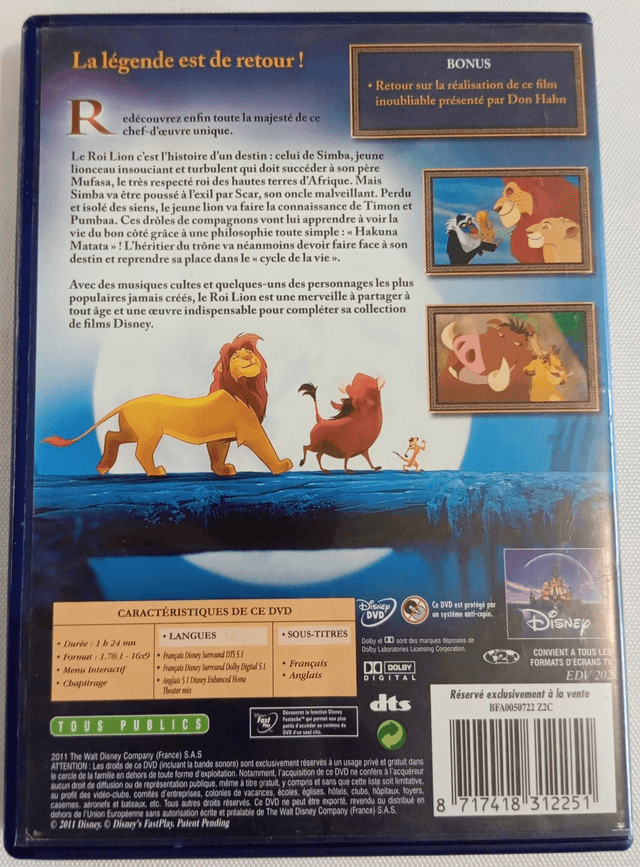 DVD Disney Roi lion 