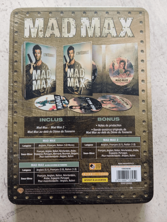 Coffret DVD métal Mad max intégrale trilogie