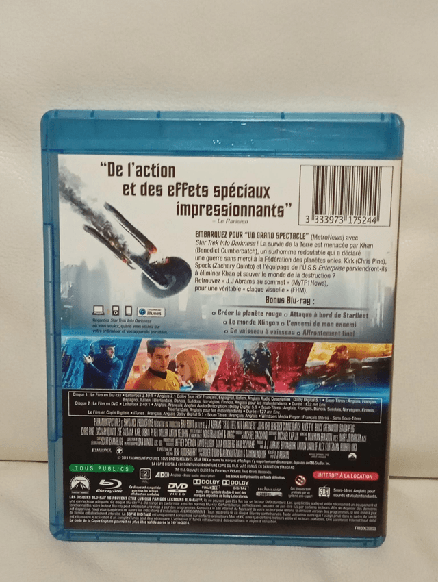 Blu Ray Star trek into darkness 