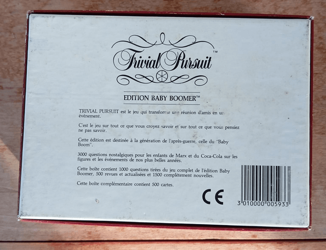 Jeu Recharge Trivial pursuit Édition Baby boomer