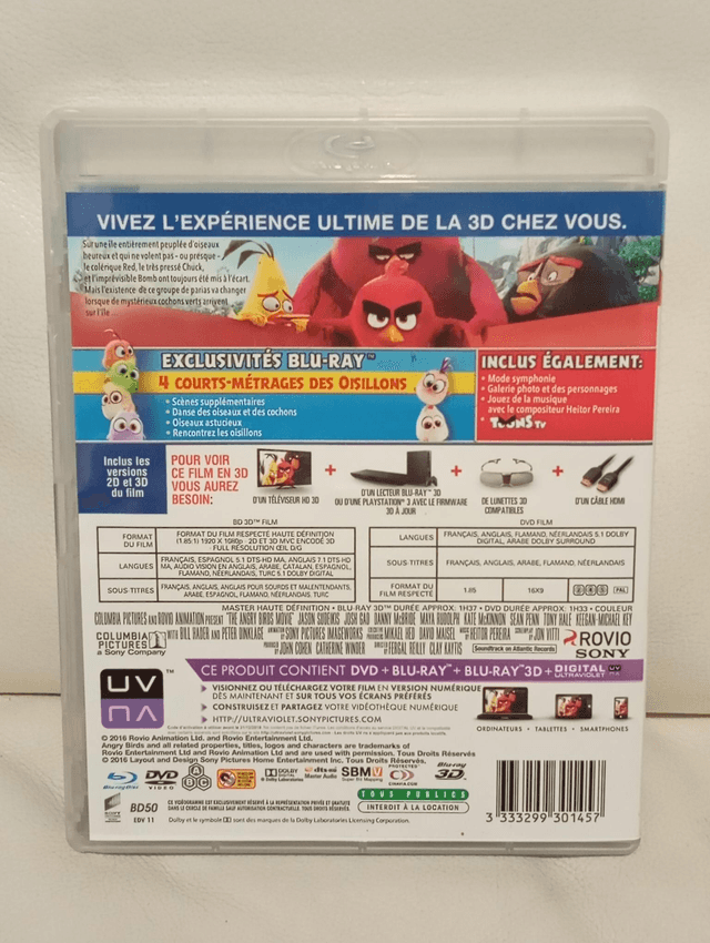 Blu Ray DVD et Blu ray 3D Angry birds