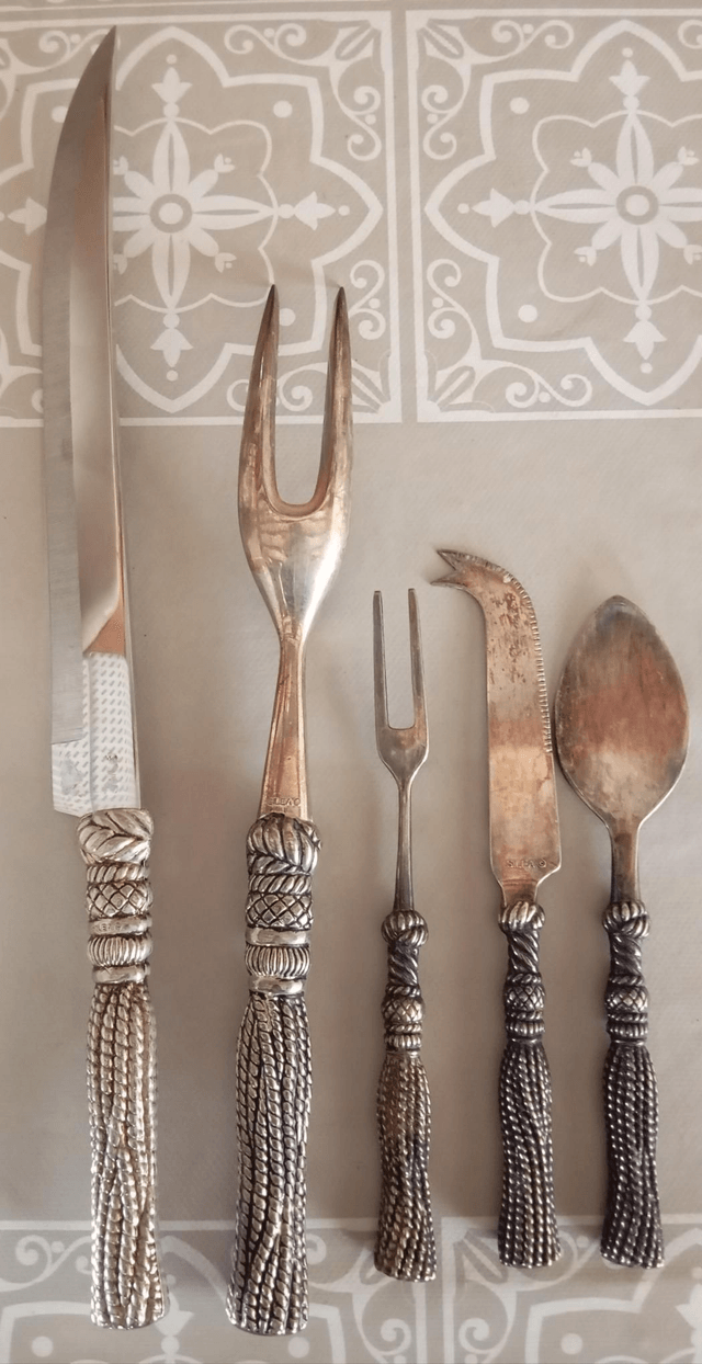 Ensemble de service 5 pièces métal argenté 