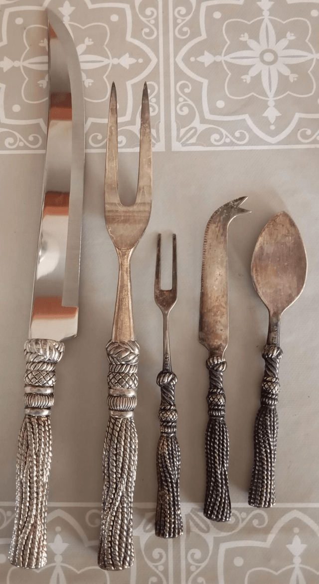 Ensemble de service 5 pièces métal argenté 
