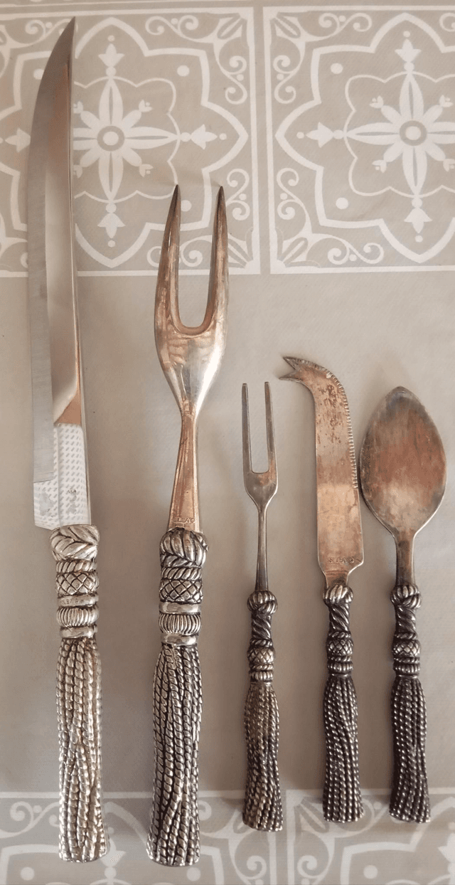Ensemble de service 5 pièces métal argenté 
