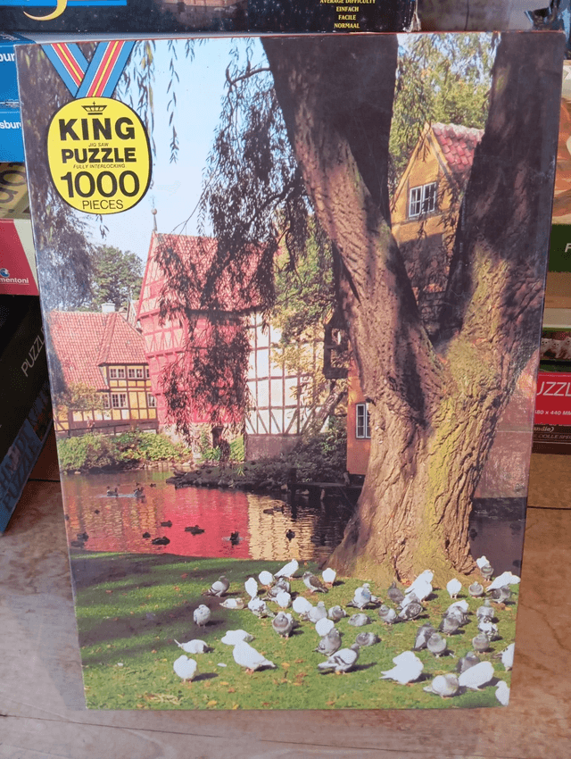 Puzzle king 1000 pièces étang et pigeon 